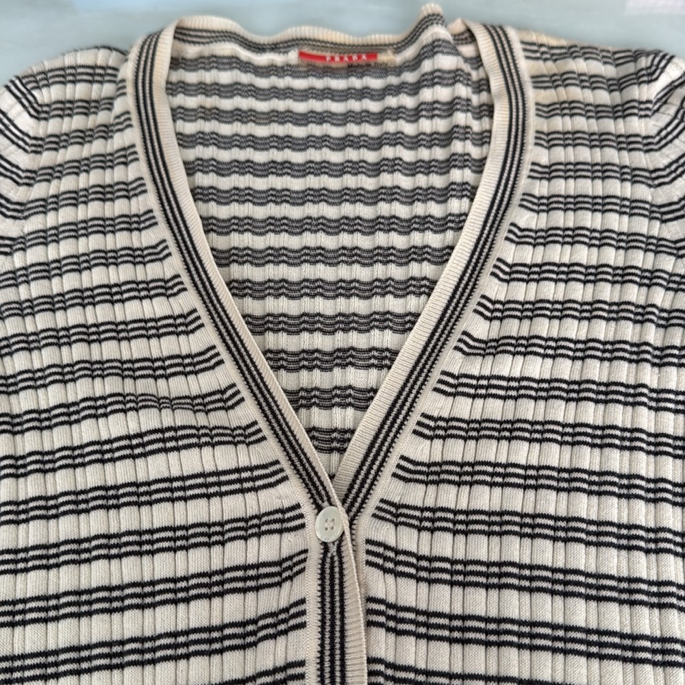 Prada Black and Cream Striped Knitwear
